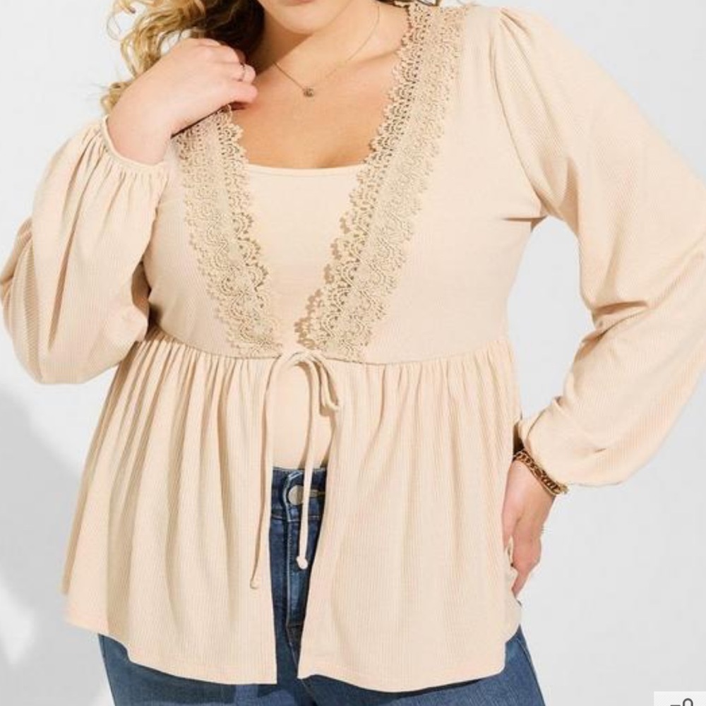 Torrid Tie Front Long Sleeve Top